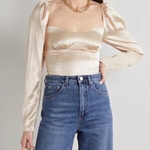 Reformation Cream Satin Blouse